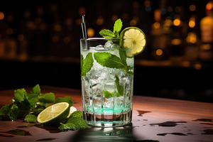 Mojito cocktail with lime, mint and, a Photo by Iftikhar Alam