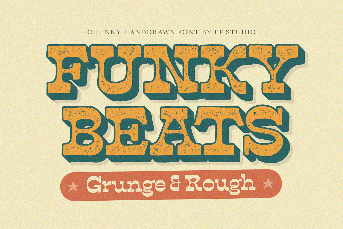 Funky Beats | Chunky Hand Drawn Font, a Serif Font by Ef Studio (Photo 1 of 10)