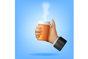 3d Human Hand Holding Coffee Cup