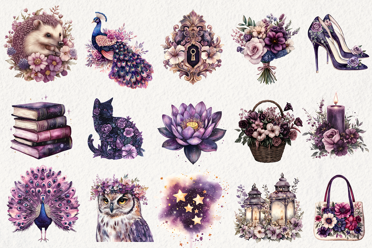 Magical Celestial Garden Clipart, an Illustration by NadiaTheronArt (Photo 2 of 5)