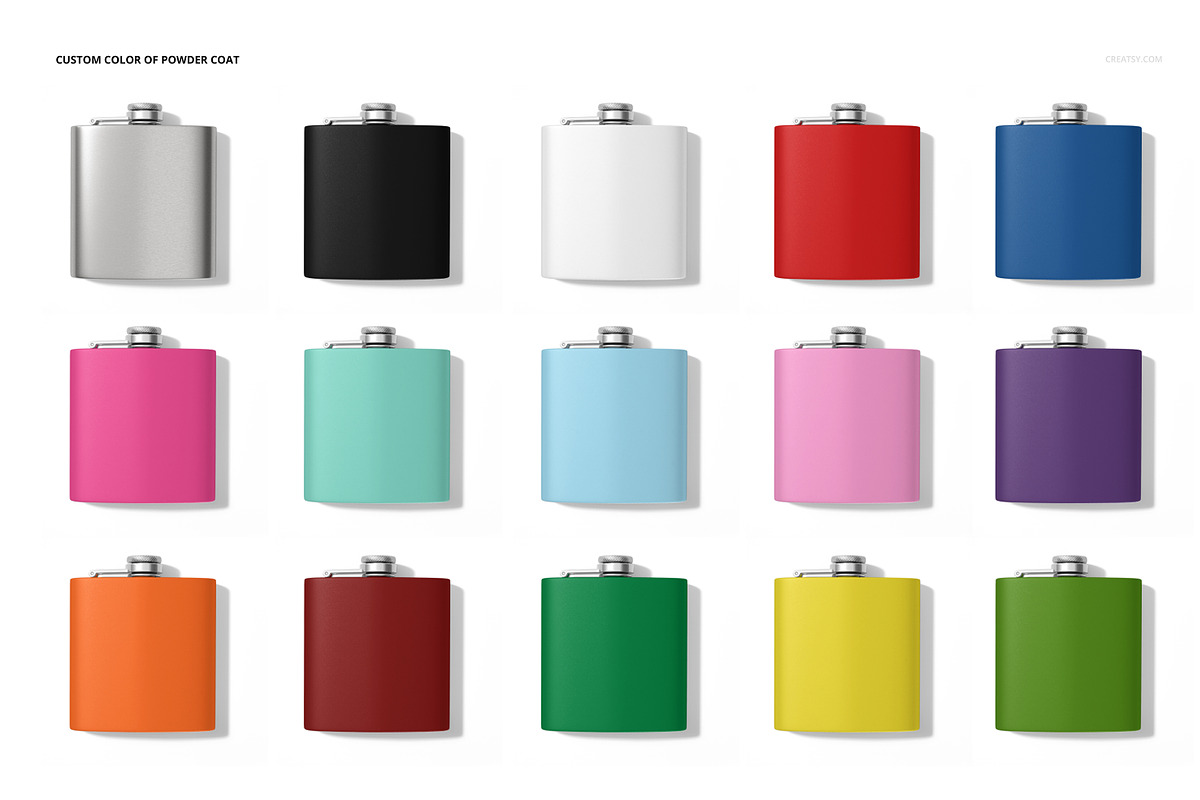 S.Steel & Powder Coated Flask Mockup, a Cups & Container Mockup by creatsy5 (Photo 4 of 9)