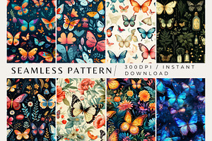 10 Butterfly Seamless Patterns