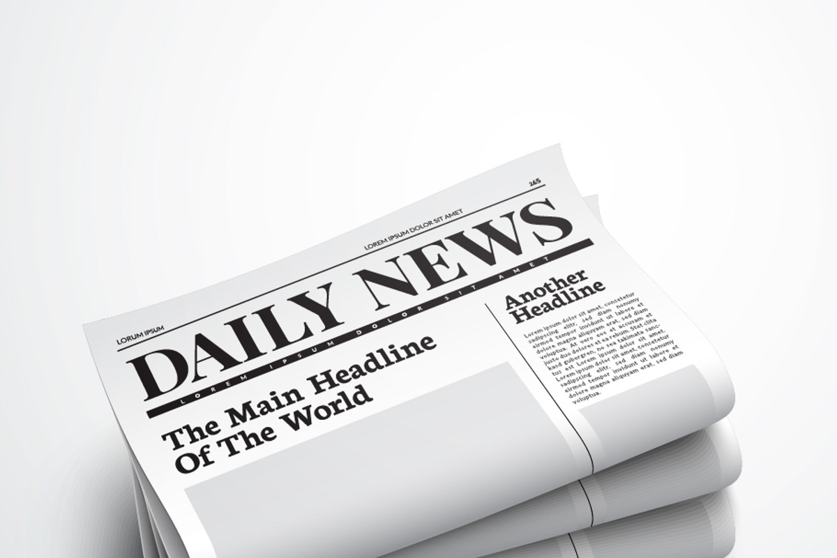 Folded Newspaper With Headline, an Object Illustration by Black White Mouse Design