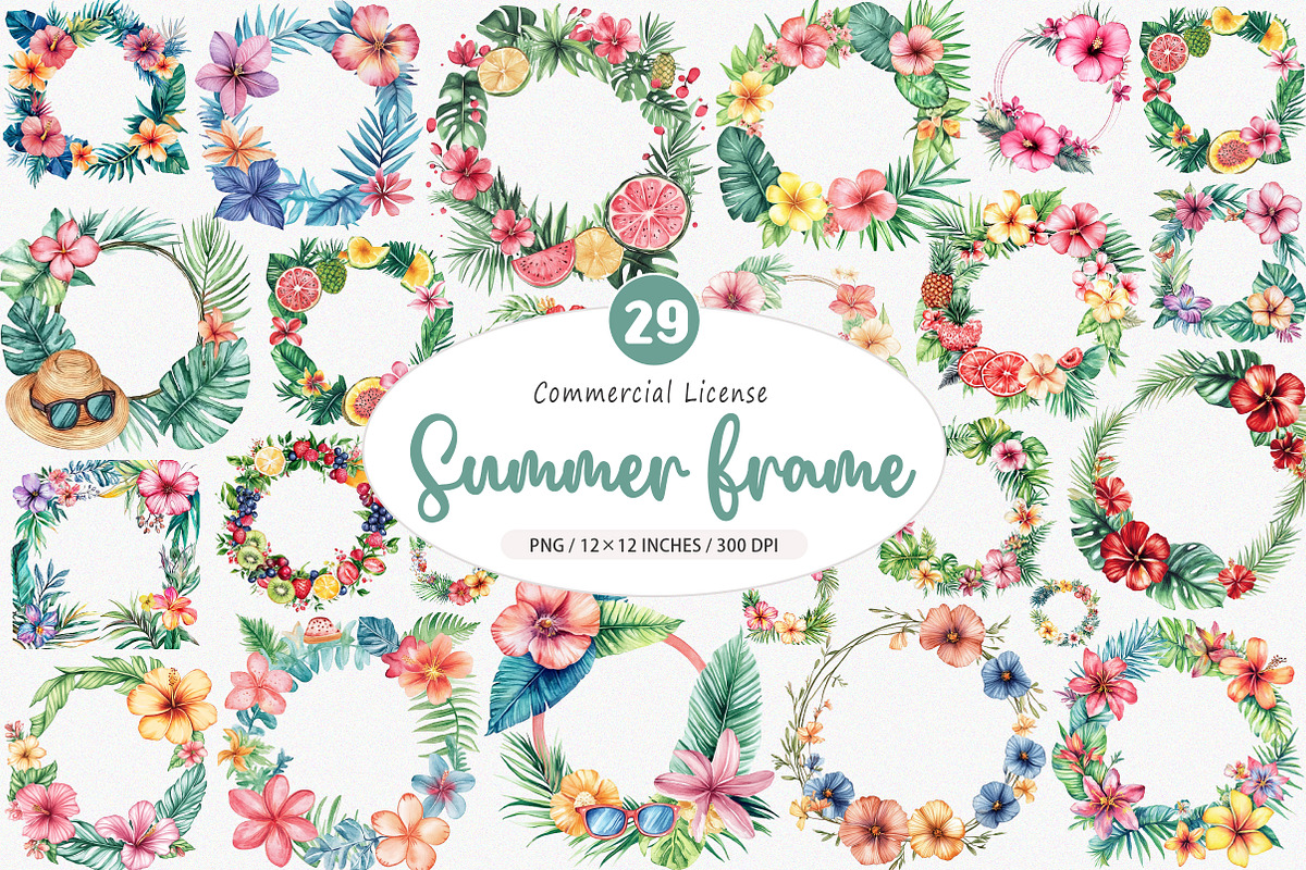 Coquette Summer Frame Clipart Bundle, an Illustration by SinaCreation (Photo 1 of 5)