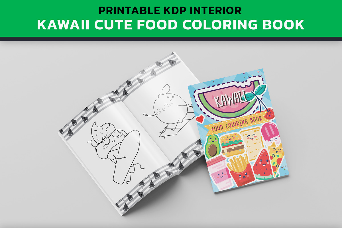 KDP Cute Kawaii Food Coloring Book, a Food Illustration by PublishingHelper (Photo 3 of 4)