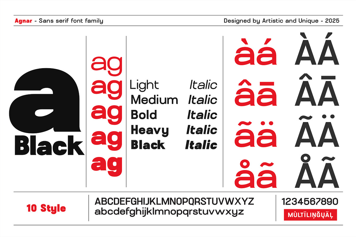 Agnar - Sans serif font family, a Font by Artistic & Unique (Photo 2 of 14)