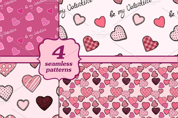 4 seamless Valentine's day patterns preview 5