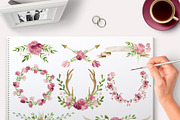 Pink Floral Watercolor graphics, an Illustration by By Lef (Thumbnail 2 of 2)