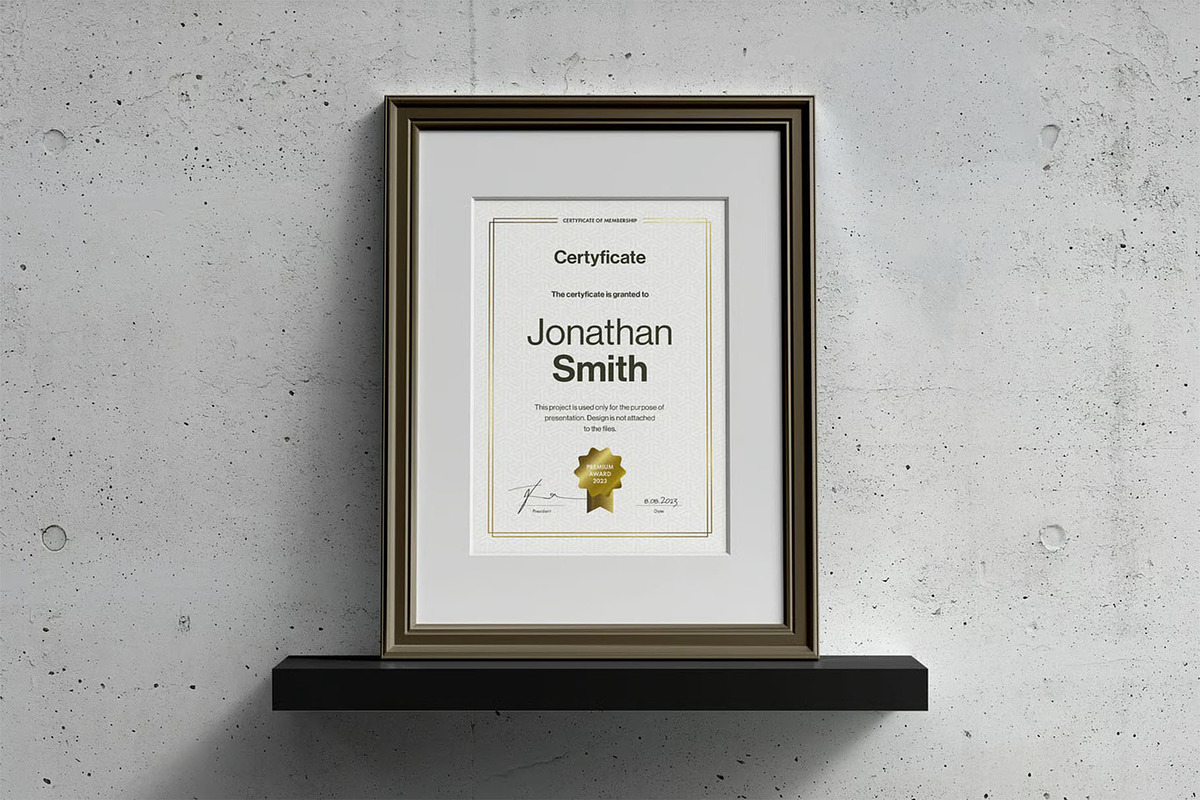 A4 Passe-partout Certificate Mock-up, an Advertising Mockup by zippypixelstudio (Photo 3 of 13)