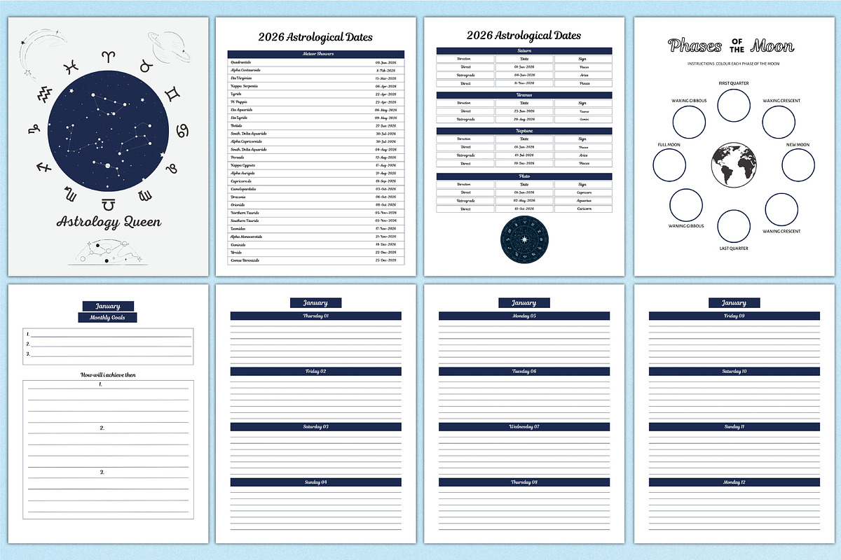 2026 Moon & Astrology Planner KDP preview 2