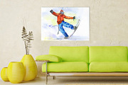 Watercolor Snowboarder winter sport, an Illustration by MaryAmi (Thumbnail 2 of 3)