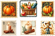 Watercolor Autumn Postage Stamp PNG, an Illustration by Designking (Thumbnail 3 of 4)