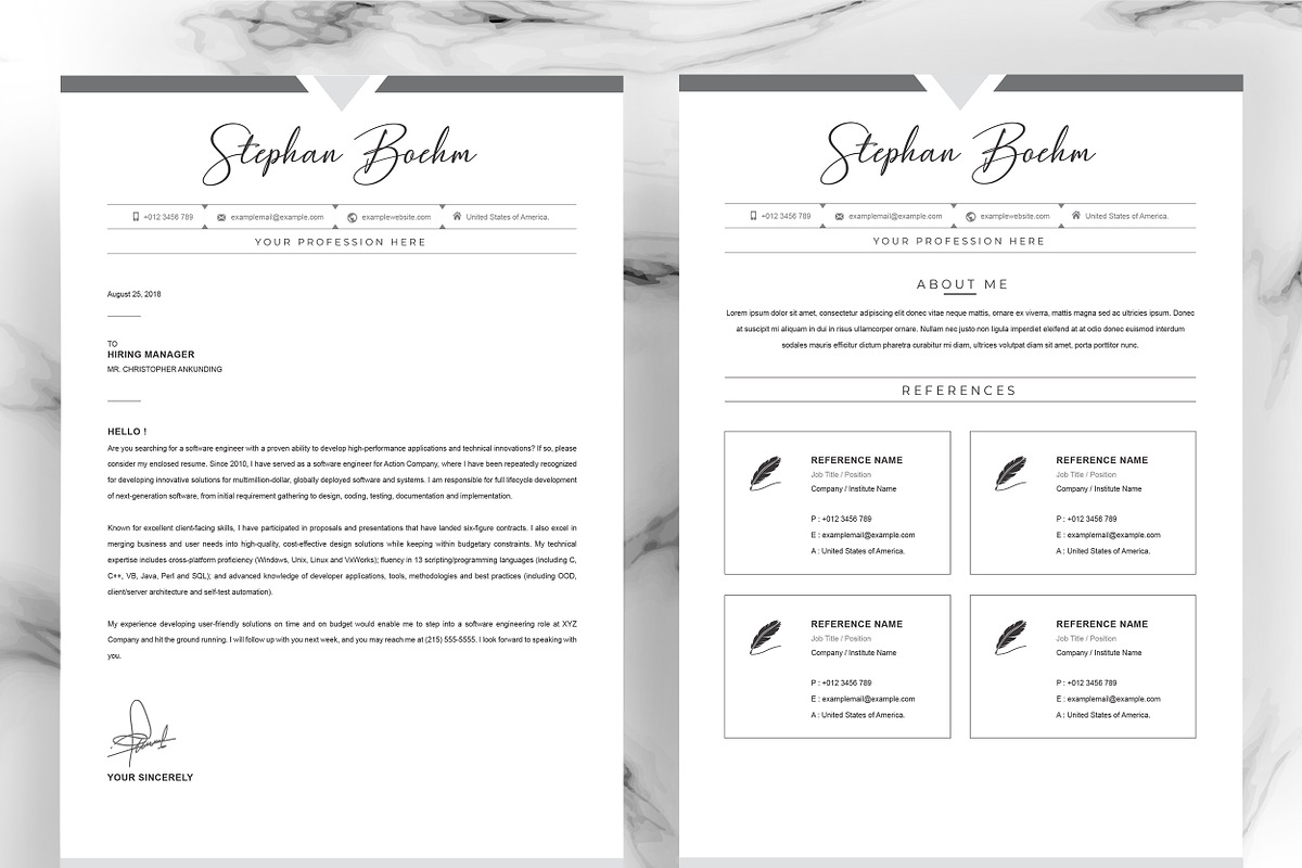 Clean Resume / Word CV Template, a Resume Template by ResumeInventor