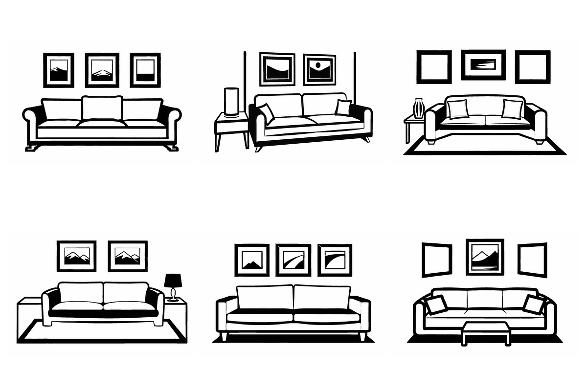 Living room vector scenes with sofas, an Object Graphic by Billah Hub