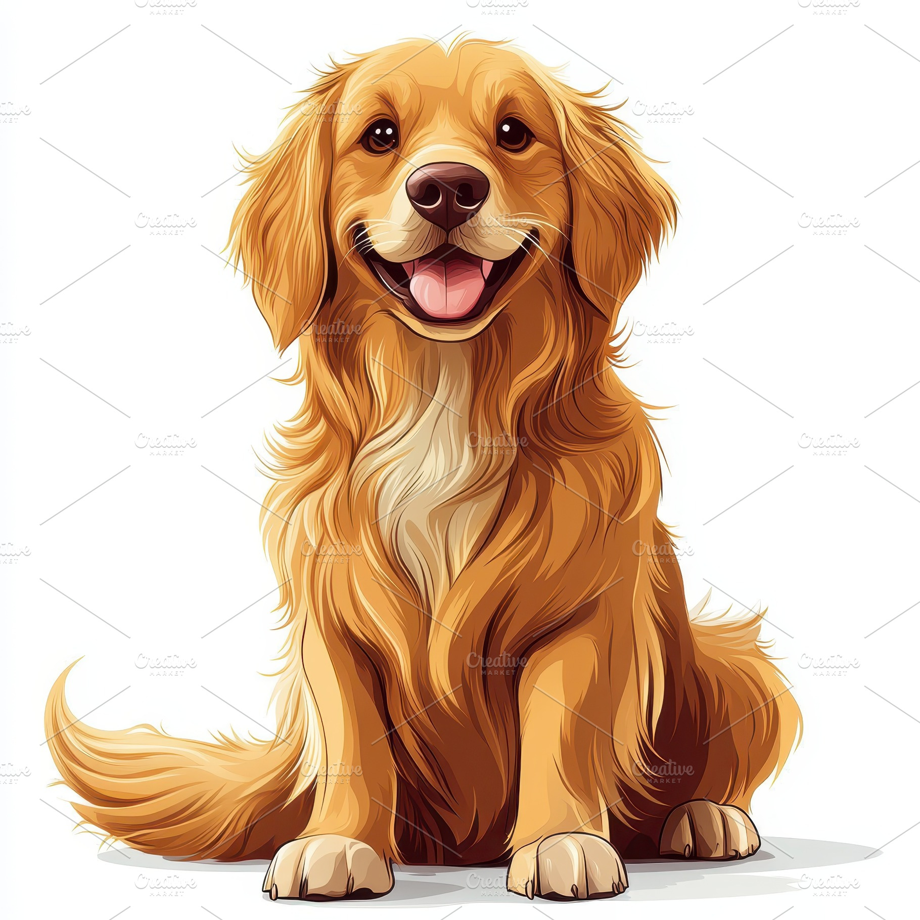Happy Golden Retriever Puppy Sitting, an Animal Photo by Pixeness Studio