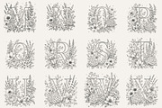 Floral Alphabet Botanical Line Art, a Decorative Illustration by AW Studios (Thumbnail 3 of 6)