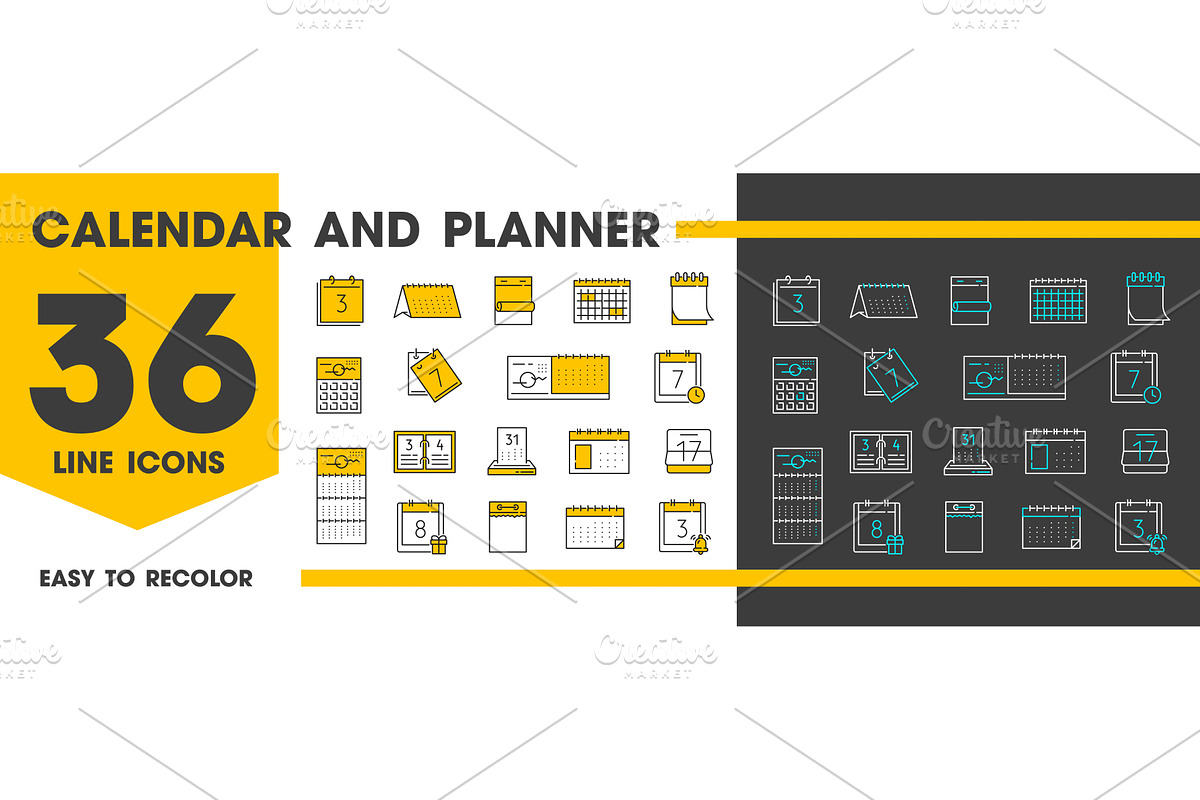 Calendar outline icons, a Finance Illustration by Vector Tradition