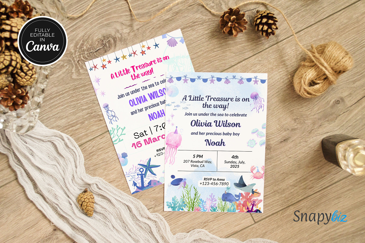 Under The Sea Baby Shower Invitation, an Invitation Template by Snapybiz (Photo 8 of 10)
