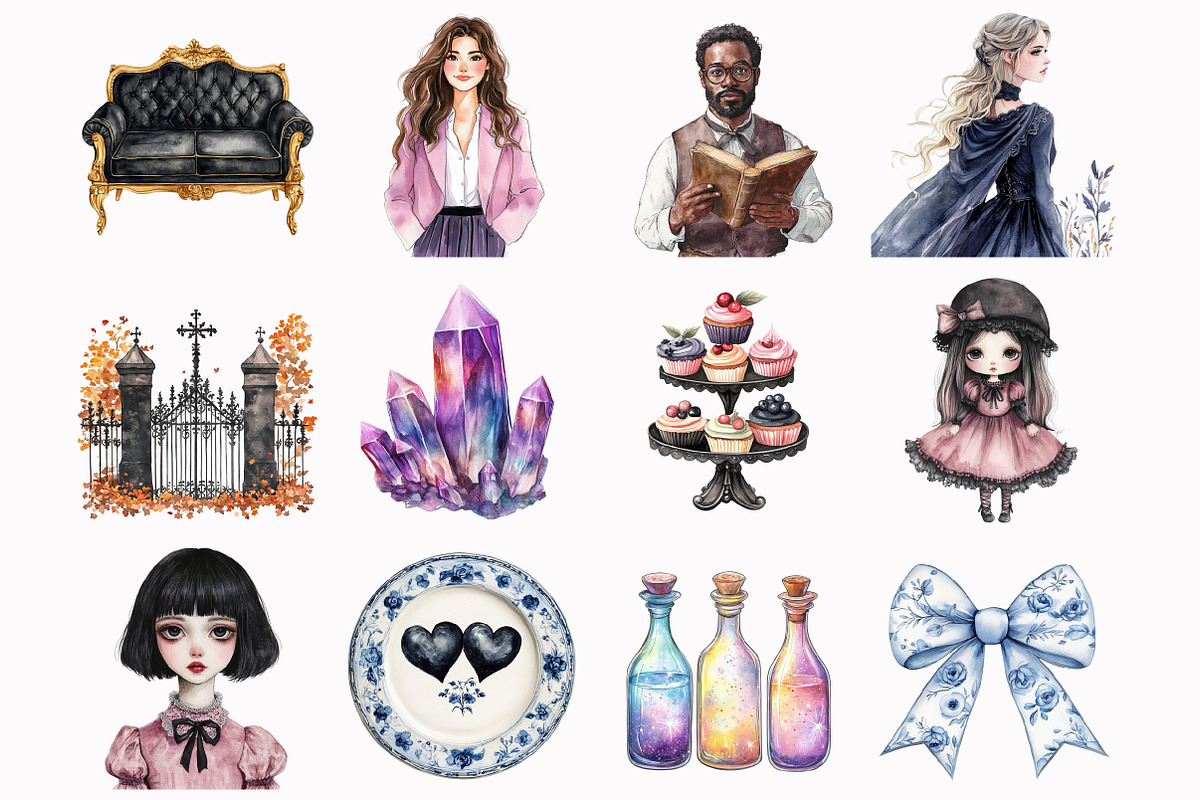 Watercolor Chic to Death Clipart, an Illustration by Design Market (Photo 3 of 5)