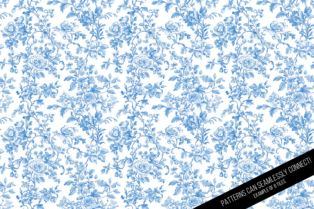 Floral Toile de Jouy Digital Paper, a Pattern Graphic by Chromolume Studio (Photo 14 of 15)