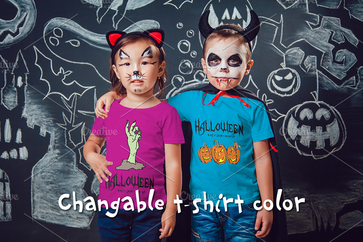 Halloween Kids T-Shirt Mock-Up, a Shirt Mockup by Freeman Studio (Photo 3 of 19)