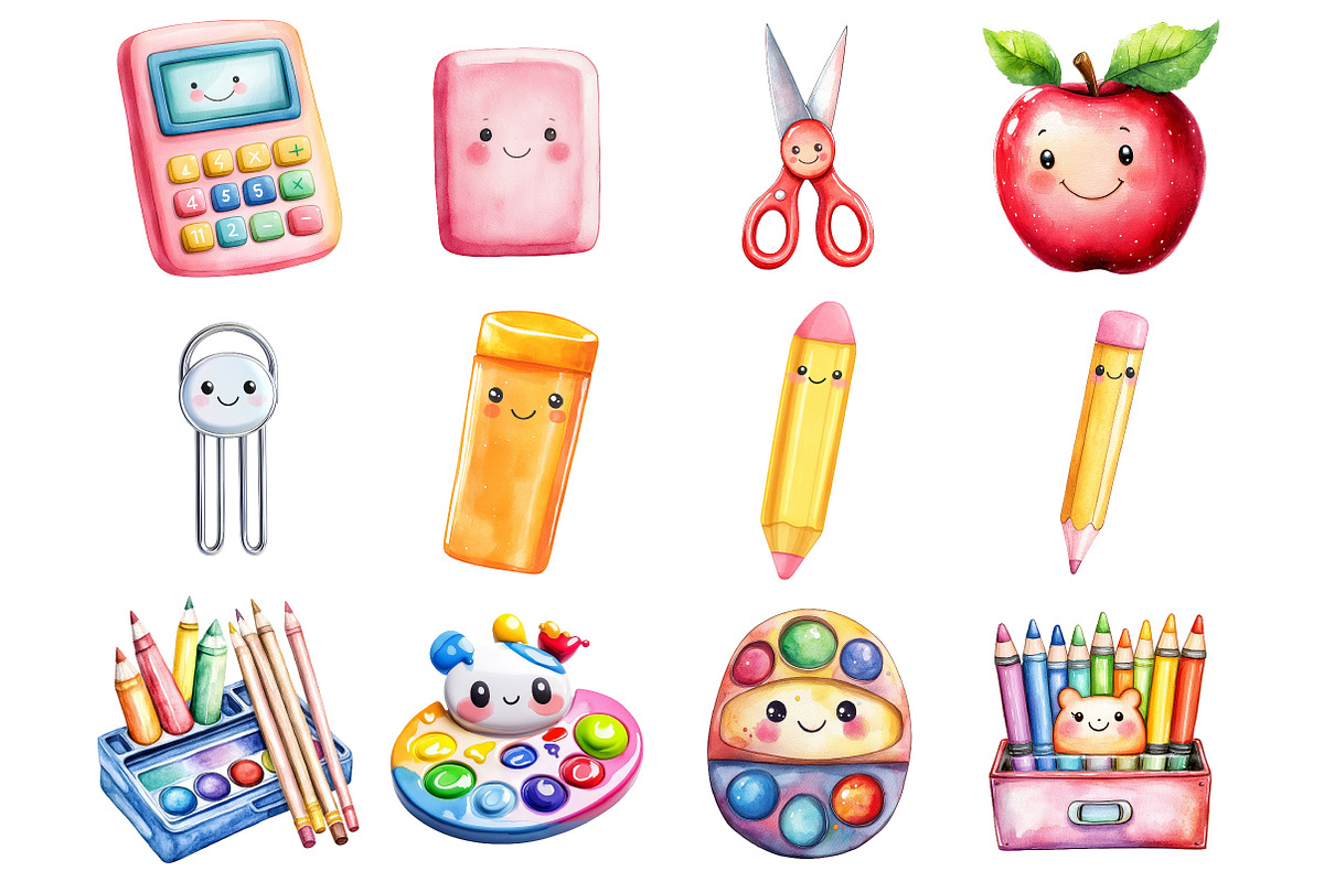 Kawaii School Character Clipart, a Seasonal Illustration by CitraGraphics (Photo 2 of 3)