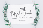 Poppit & Finch Fonts & Illustrations, a Script Font by Nicky Laatz (Thumbnail 1 of 14)