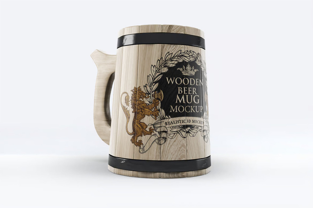 Wooden Beer Mug Mock-Up, a Product Mockup by DesignRushMarket (Photo 3 of 9)