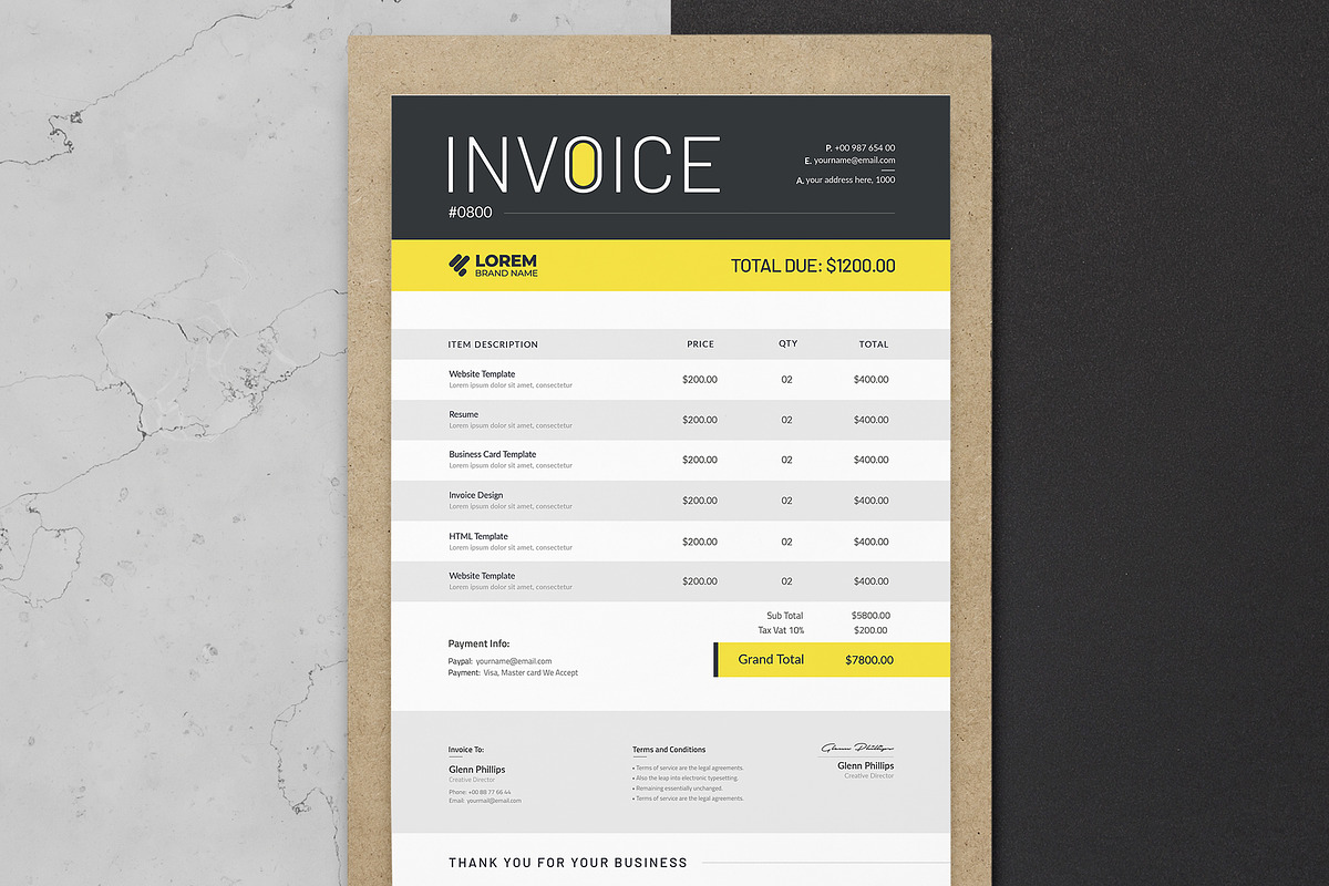 Invoice Template | Word & PSD, a Stationery Template by HiveArts (Photo 2 of 2)