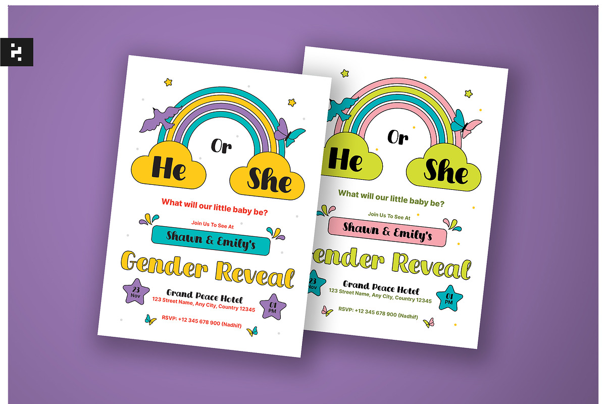 Gender Reveal Invitation Colorful, an Invitation Template by Neermana (Photo 1 of 4)