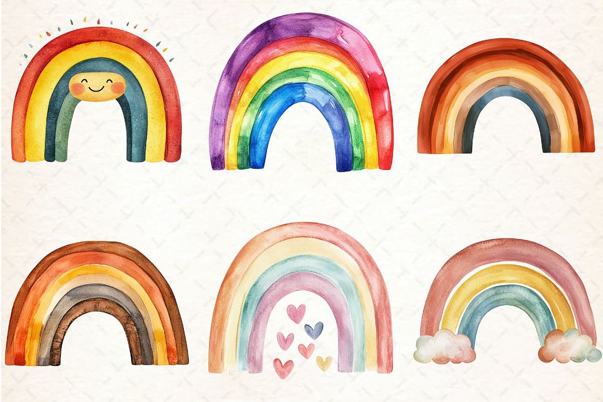 Vintage Retro Rainbow Clipart, an Illustration by Libby Wishes (Photo 3 of 7)