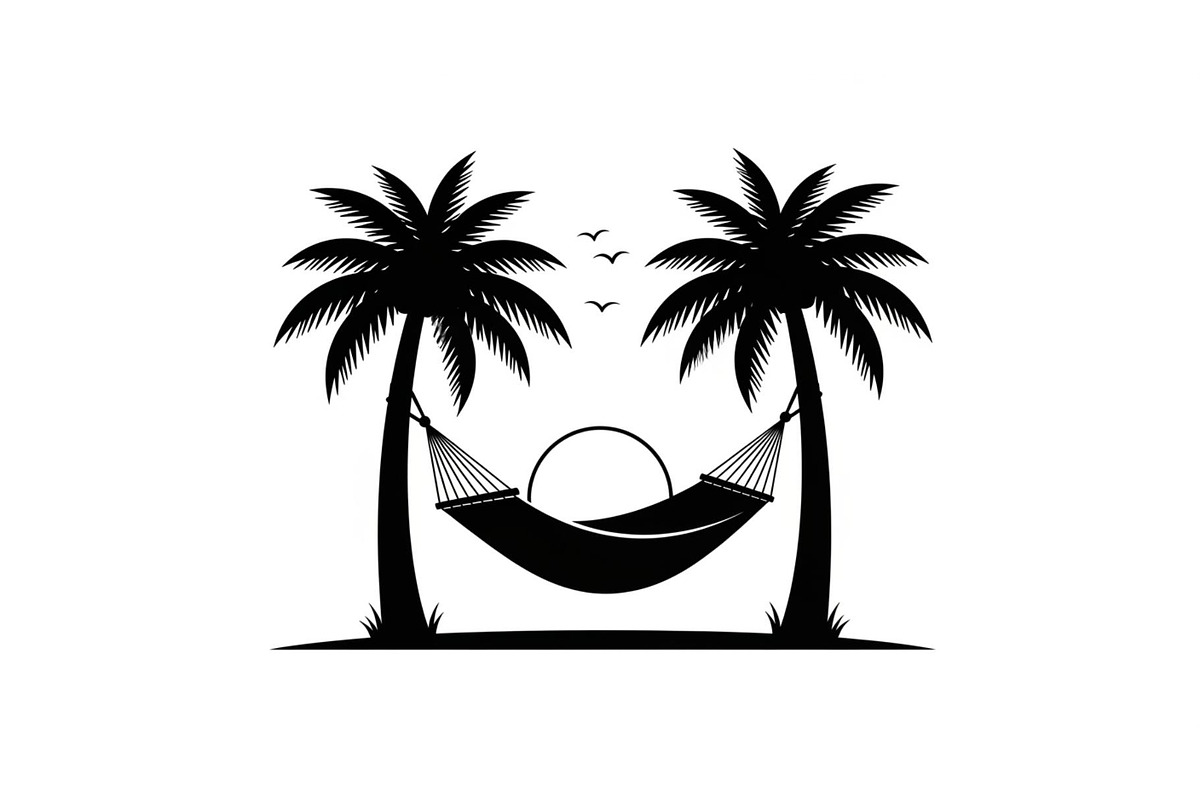 Palm Tree Hammock Silhouette Bundle, an Object Graphic by jahid234 (Photo 24 of 30)