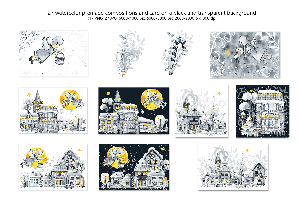 Christmas winter houses, city scene, an Illustration by Artmanata (Photo 7 of 17)