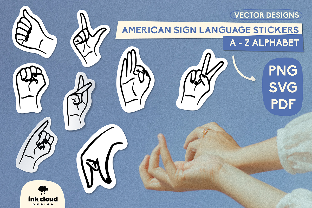 ASL Sticker American Sign Language, an Education Illustration by InkCloudDesign (Photo 1 of 5)