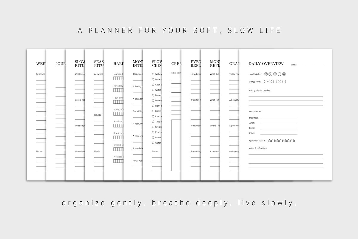 Slow Living Digital Planner Template, a Print Template by The Little Lily Studio (Photo 4 of 5)