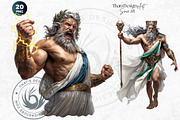 Zeus Greek god clipart Set, a Person Illustration by ThatsDesignArt (Thumbnail 10 of 10)