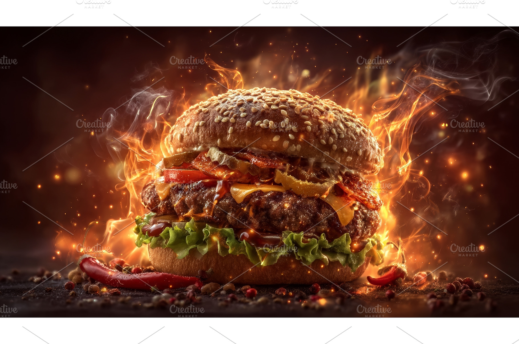 A picture of a tasty burger engulfed, a Background Photo by ZinetroN