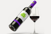 Wine Bottle & Glass Mockup PSD, a Packaging Mockup by LESZ Design (Thumbnail 1 of 3)