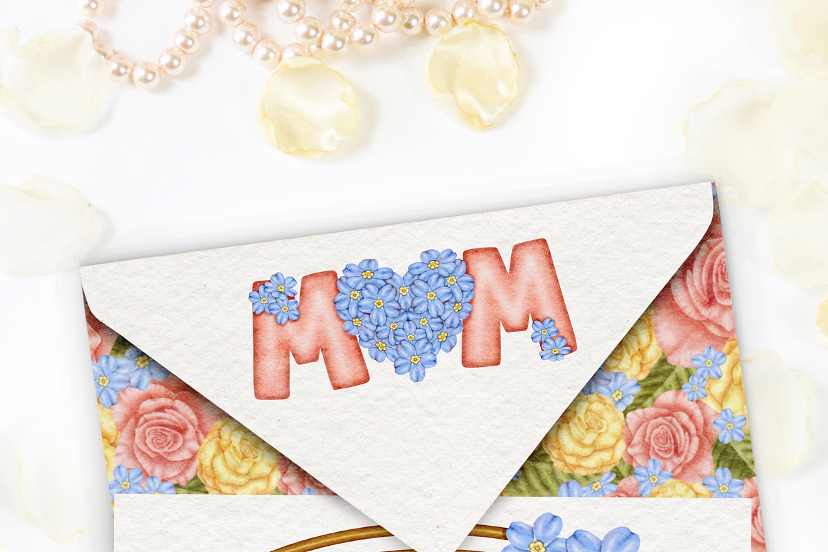 Mothers Day floral set., a Seasonal Illustration by Happy Sloth Graphics (Photo 9 of 10)