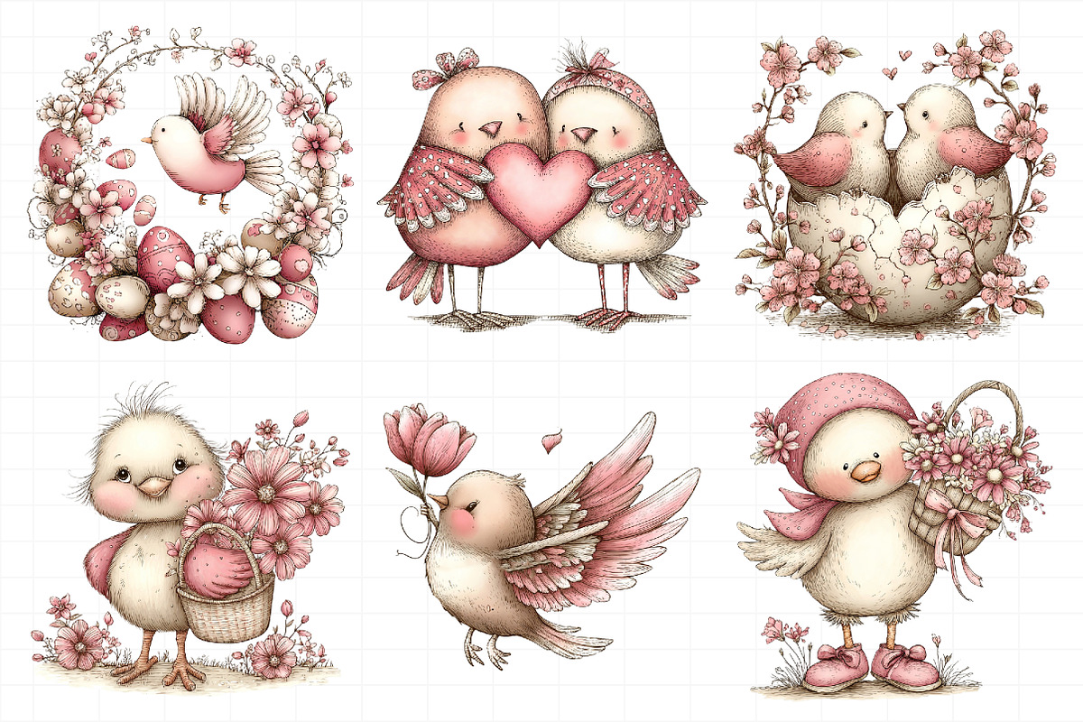Whimsical Easter Birds Clipart, an Illustration by Daily.Designs (Photo 6 of 7)