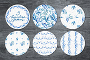 Watercolor design set in blue tones, an Illustration by Yashroom (Thumbnail 3 of 5)
