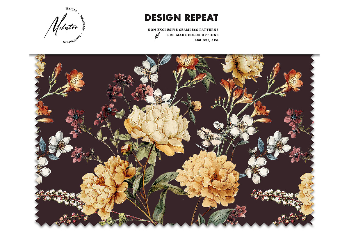 Victorian vintage botanical textile, a Pattern Graphic by Milatoo (Photo 9 of 9)