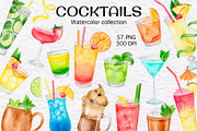 Watercolor Cocktails Clipart Set, a Food Illustration by KathrineWatercolor (Thumbnail 1 of 5)
