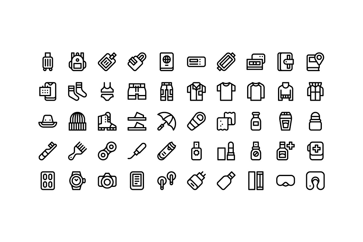50 Travel Packing Icons, an Icon by Side Project (Photo 2 of 7)