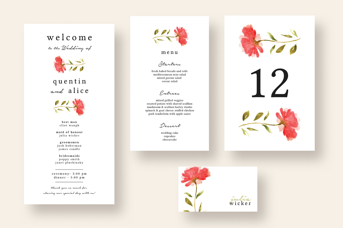 Minimalist Flower Wedding Suite, an Invitation Template by Knotted Design (Photo 5 of 5)