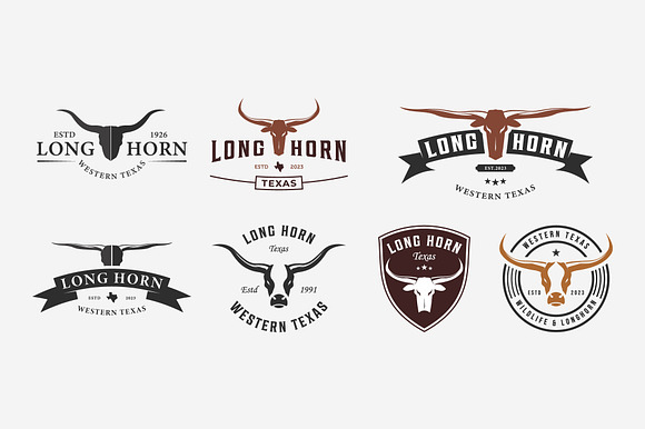 Set Bundle Longhorn Western Logo Old