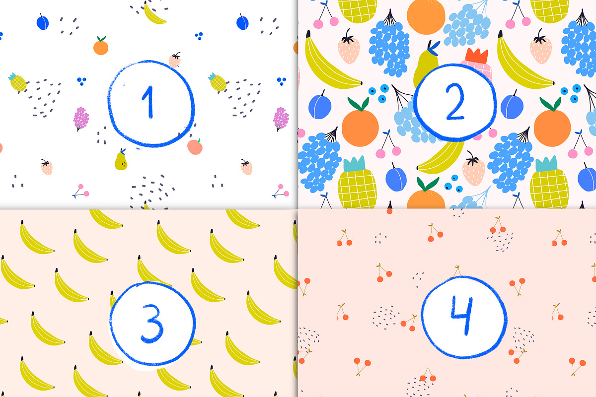Fruit patterns, seamless vector+jpeg, a Pattern Graphic by Katie Lisker (Photo 2 of 3)