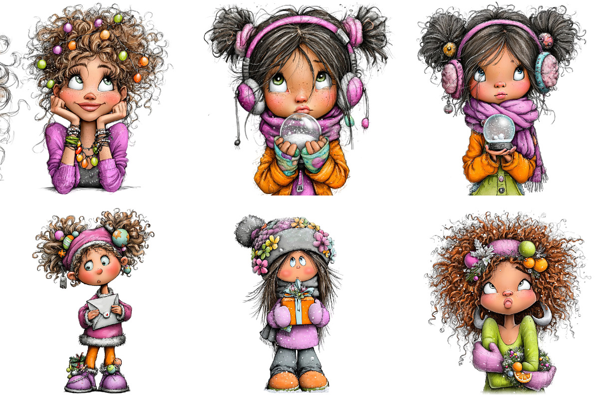 Christmas Girl Clipart, an Illustration by DreamArtGraphic (Photo 2 of 5)