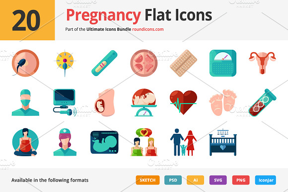 20 Pregnancy Flat Icons