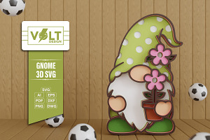 Summer Gnome 3D SVG Multilayered Cut